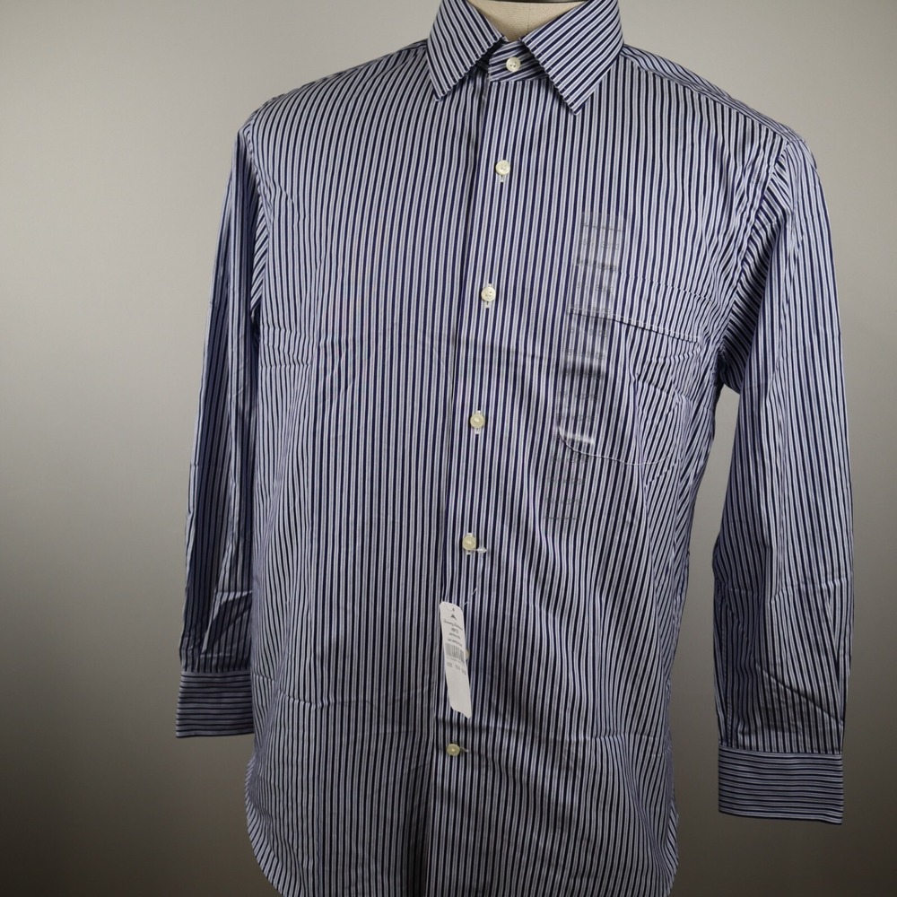Tommy Bahama Shirt Mens 15.5 32/33 Pocket Button Up Blue Striped Long Sleeve NWT